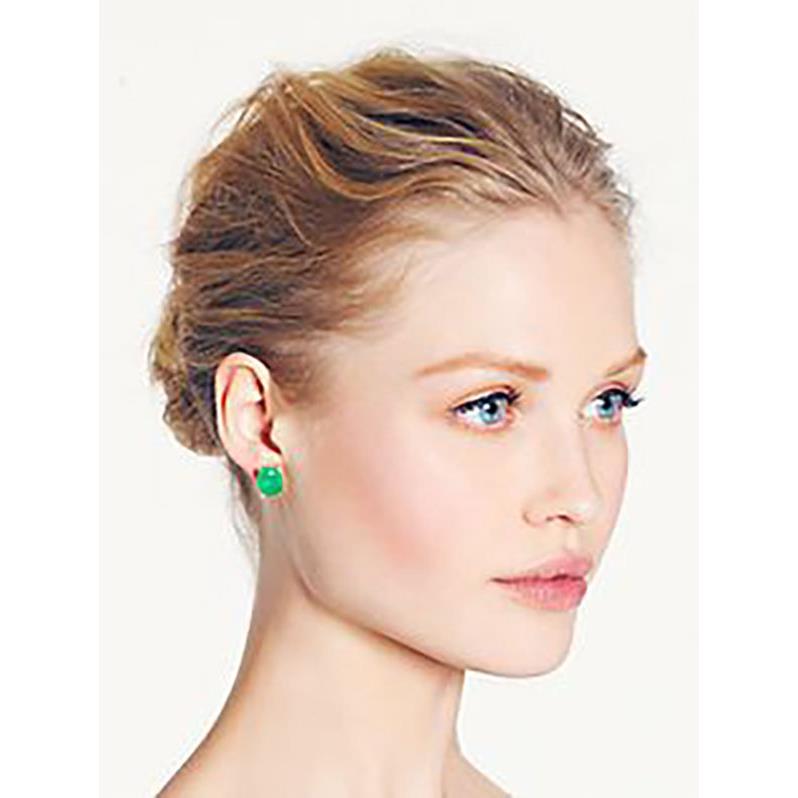 Kate Spade Hancock Park Earrings Emerald Green Oval Gold Tigers Eye Gem Drop