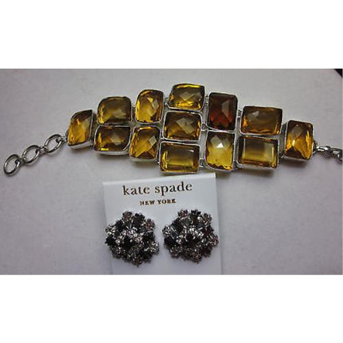 Kate Spade Space Age Floral Statement Earrings + Lemon Quartz Bracelet