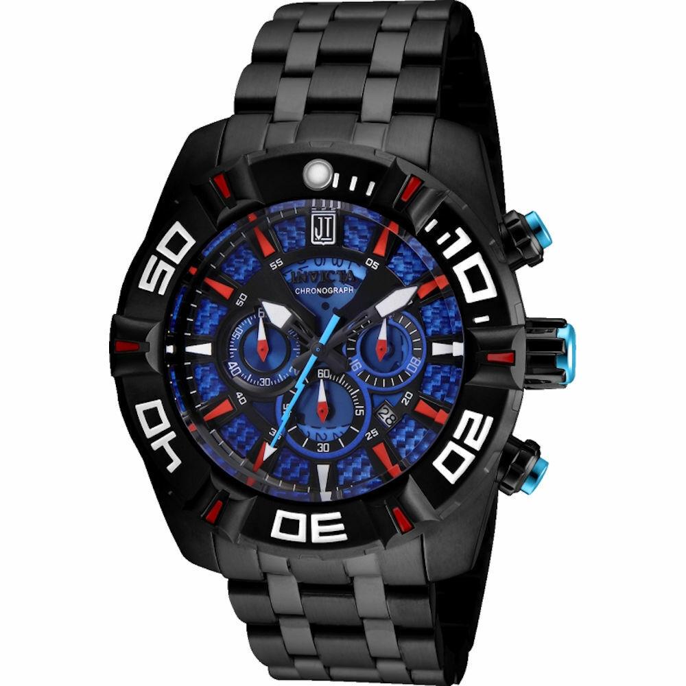 Invicta 24847 Jason Taylor Red Blue 50mm Quartz Chronograph Black Mens Watch