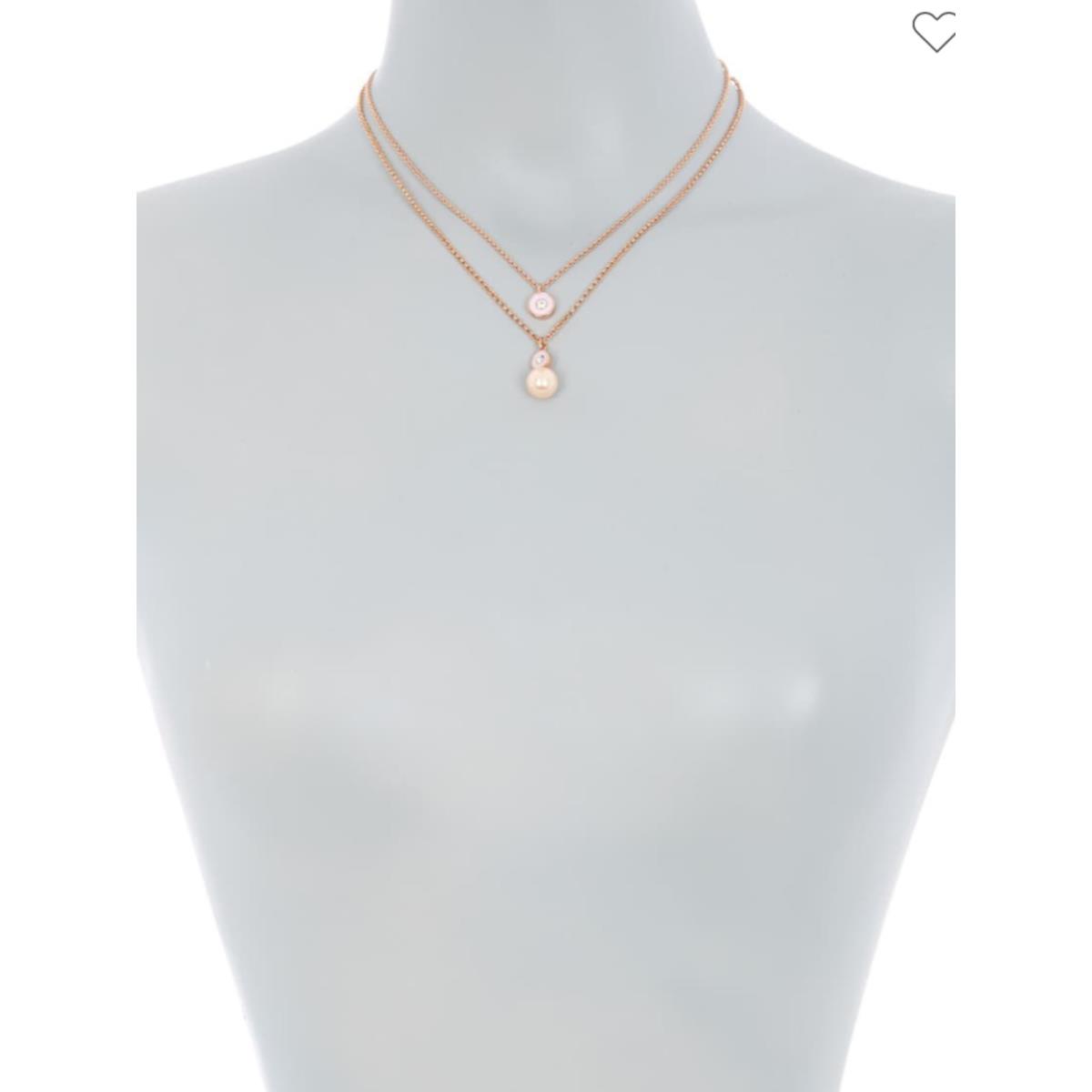 Kate Spade Blush Multi Rose Gold Pearly Delight Double Necklace Pearl Crystals