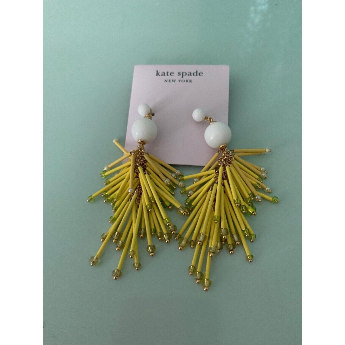 Kate Spade Yellow Gold Tone Glass Bead Statement Earrings A12