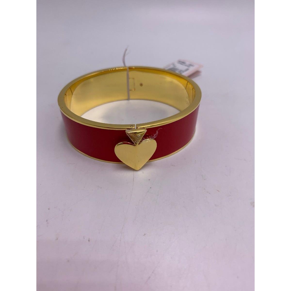 Kate Spade Goldtone Enamel Zinnia Red Bangle Bracelet 3