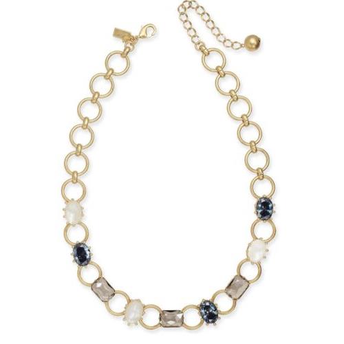 New Kate Spade Blooming Bling Stone Necklace Navy Multi Gold D55