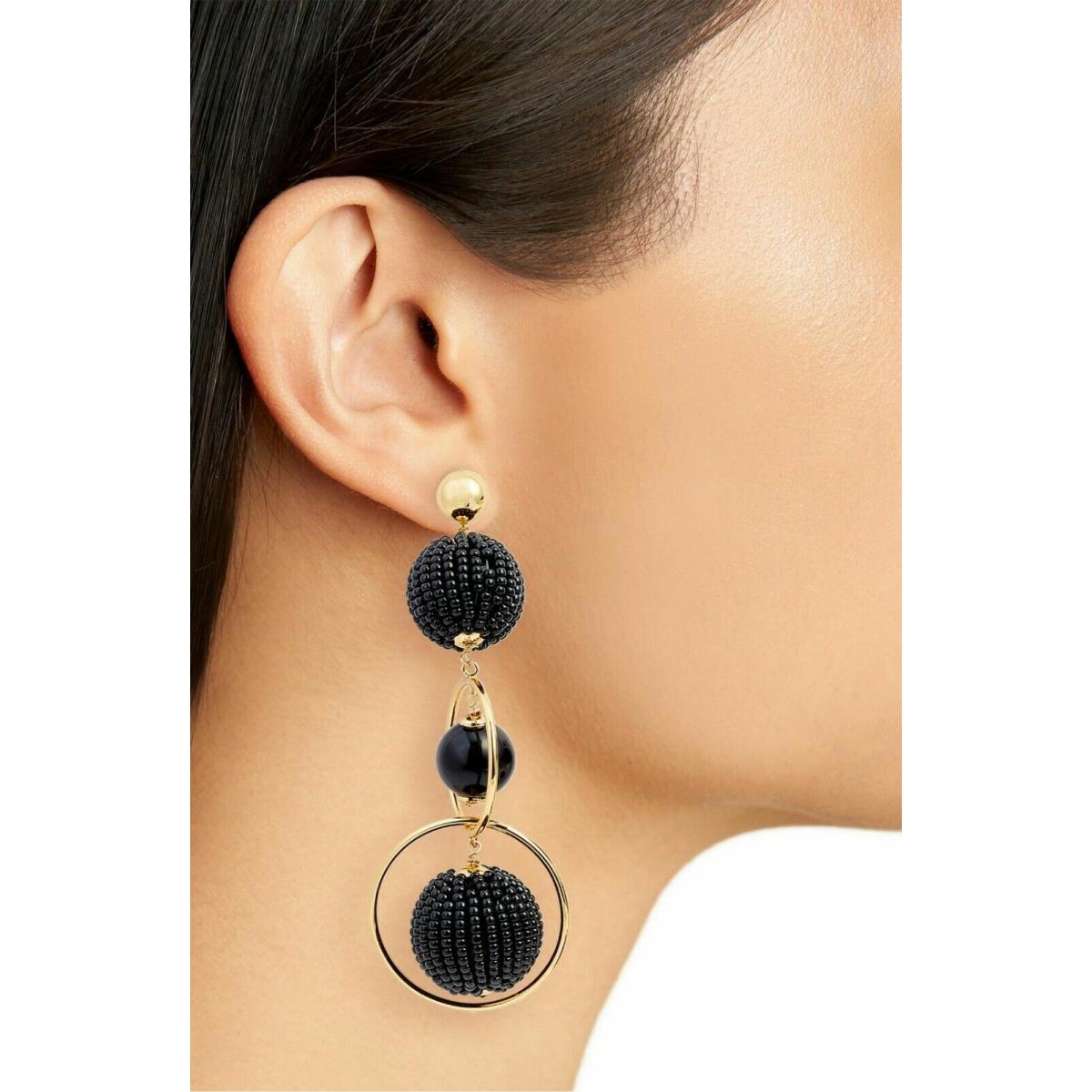 Kate Spade 14k-gold Plate Beads and Baubles Drop Earrings Gold Black Long