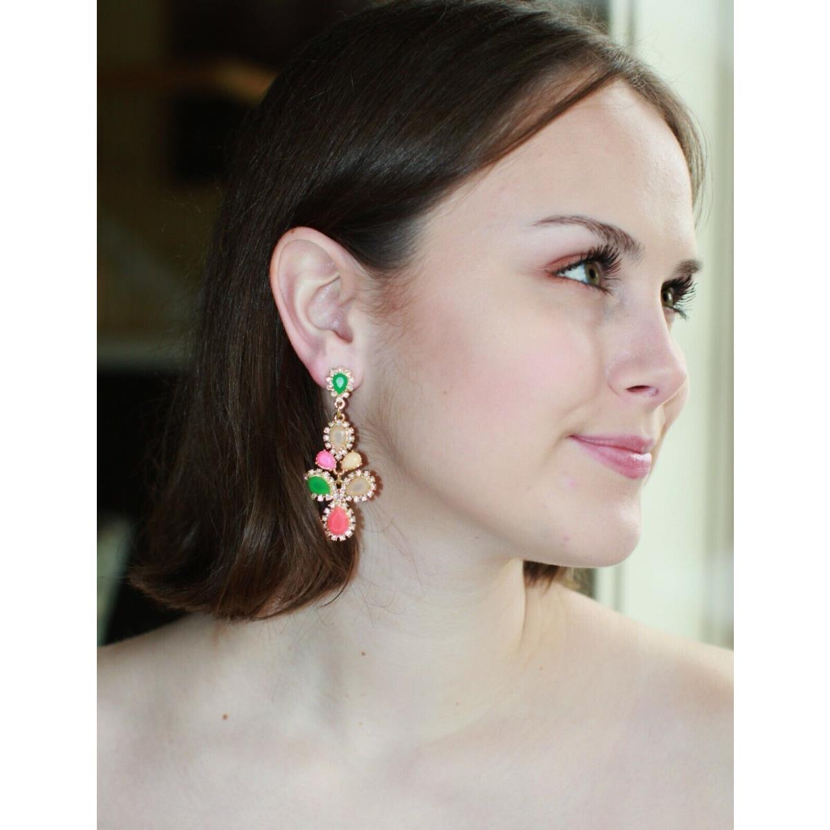 Stunning Kate Spade Multi Balloon Bouquet Chandelier Earrings Green Pink