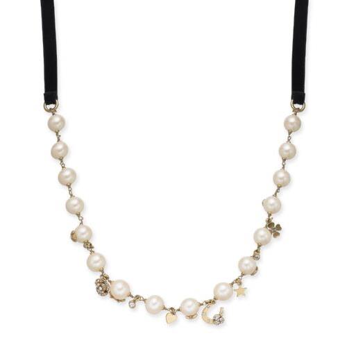 Kate Spade Grandma`s Coset Crystal Pearl 51 Velvet Charm Necklace Kss