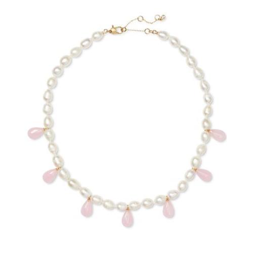 Kate Spade Pink Jade Stone Fresh Water Pearl Necklace Q155