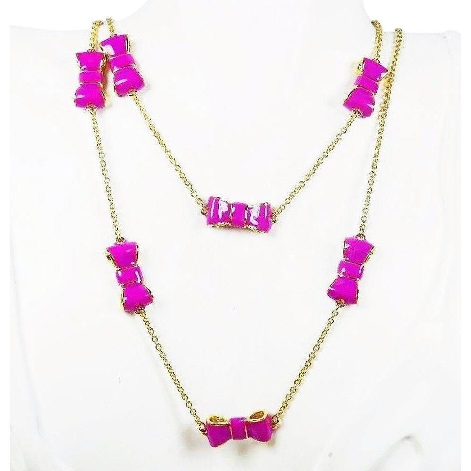 Kate Spade New York `take A Bow` Bajarose Purple Gold Necklace 1605
