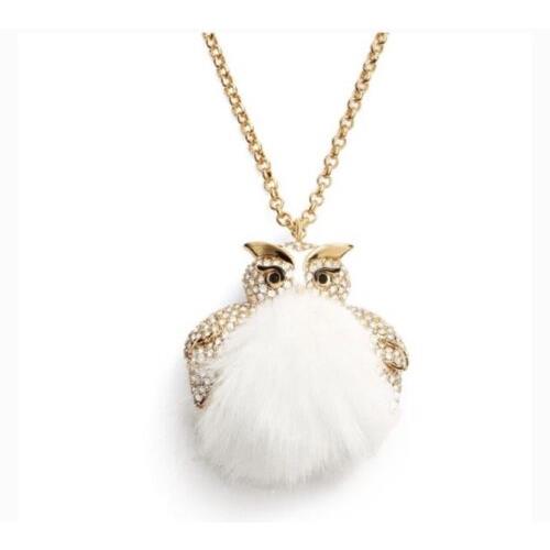 Kate Spade Star Bright Owl Pendant Necklace Gold Tone Fur Rhinestone 63d