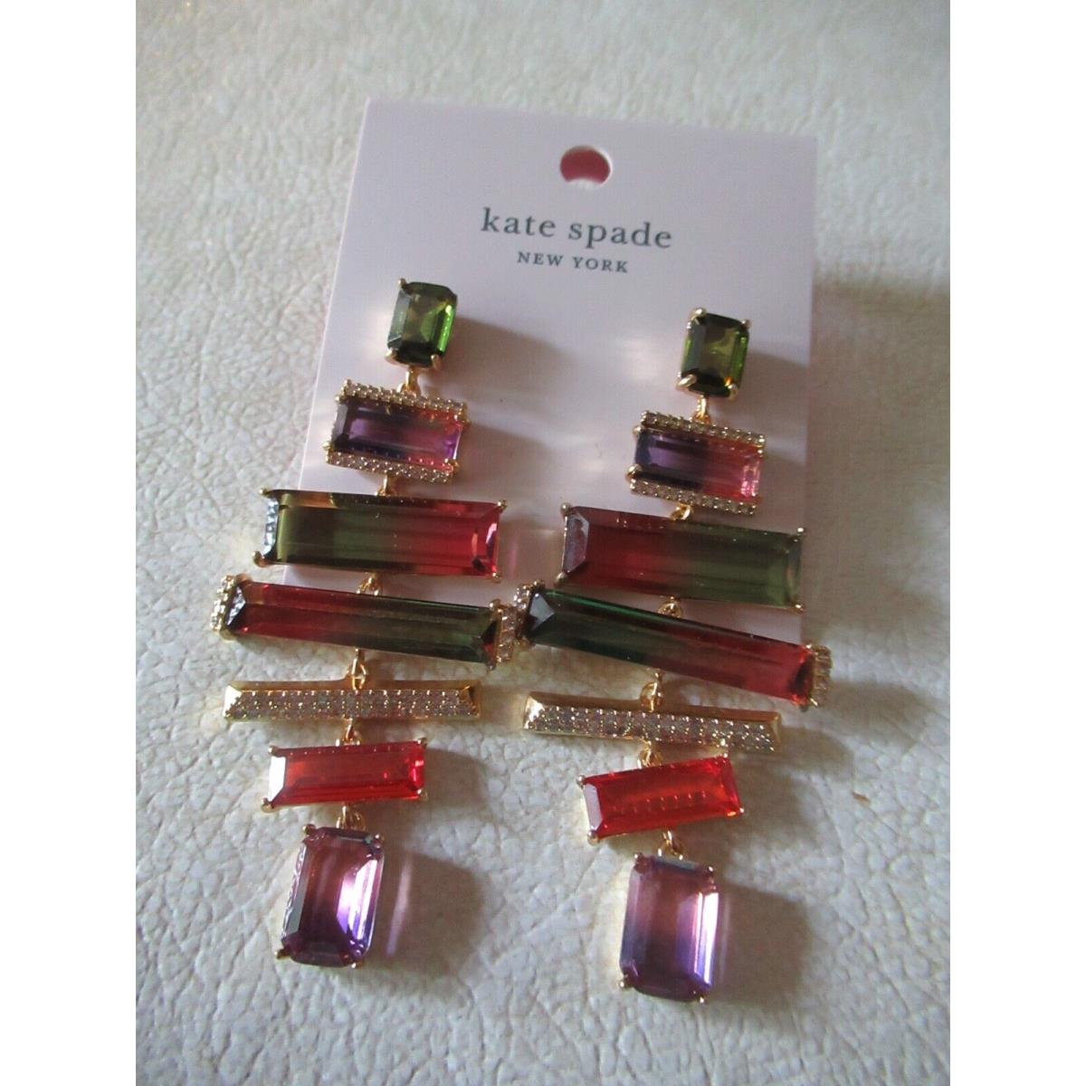Kate Spade Gio Gems Gold Plated Ombre Chandelier Earrings-Colors-$128