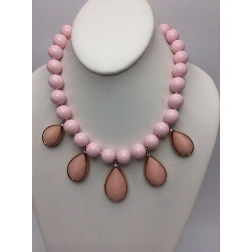 Kate Spade Gold Tone Pink Colored Stone Beaded Statement Necklace SS2A