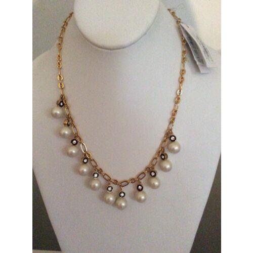 Kate Spade Ksny Pearly Delight Crystal Gold Tone Frontal Bib Necklace 310