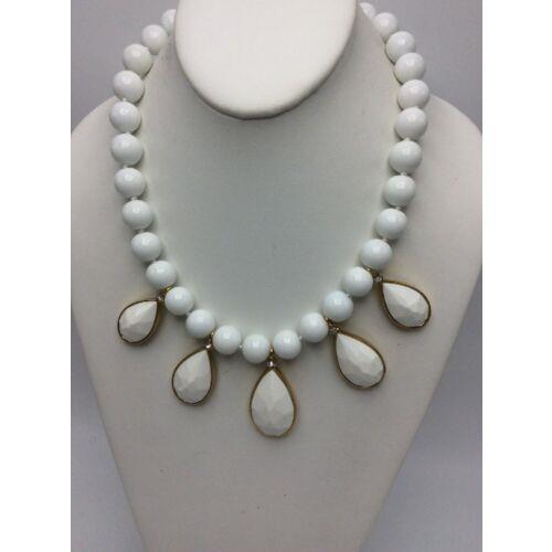 Kate Spade Gold Tone White Colored Stone Beaded Statement Necklace SS1