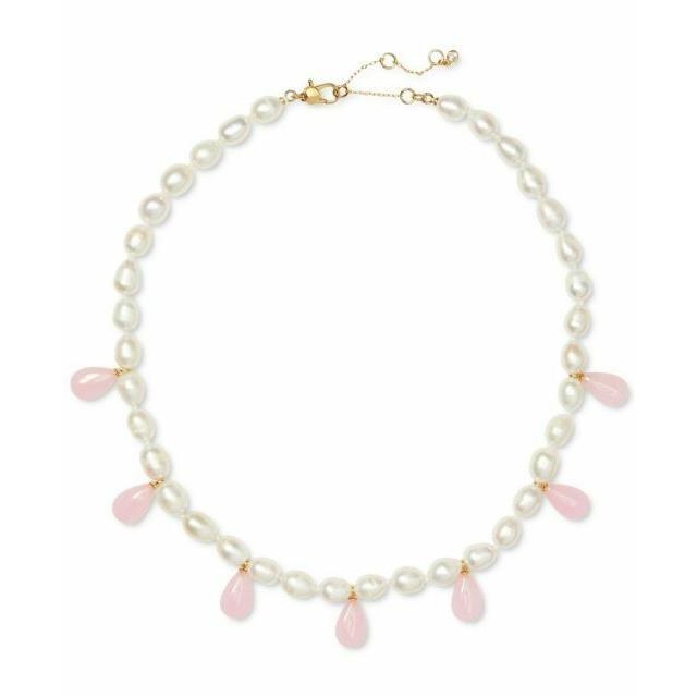 Kate Spade Gold Pearl and Pink Stone 17 Necklace WBRUI028