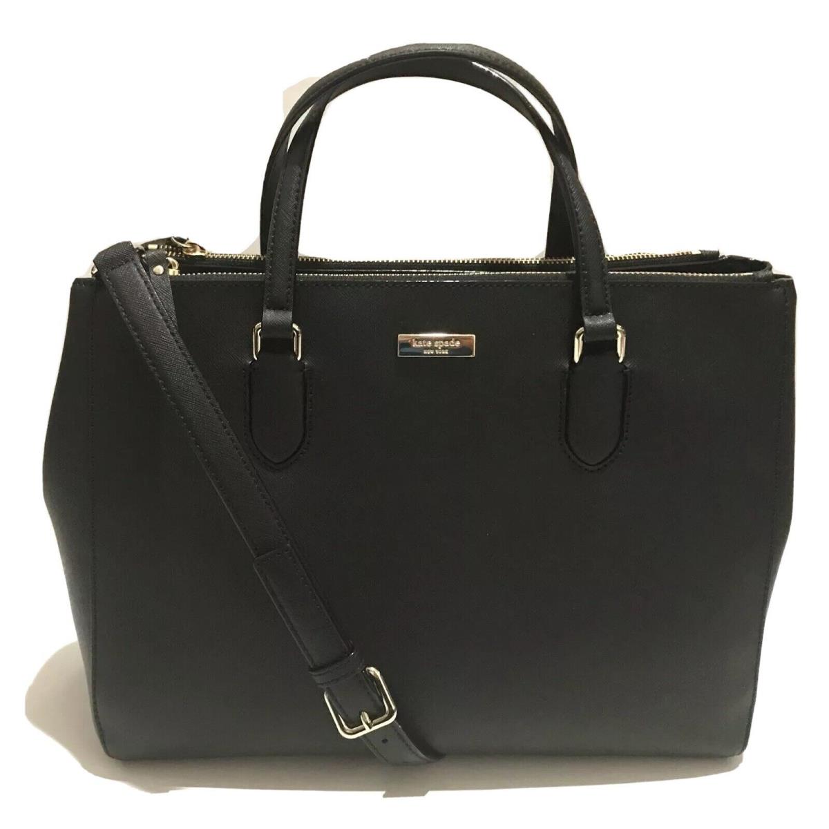 Kate Spade Laurel Way Leighann Black Leather Satchel Bag WKRU4093