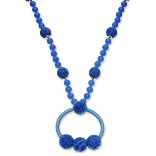 Kate Spade Goldtone Bead Wrapped Pendant Necklace The Bead Goes ON Blue M51