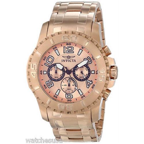 Invicta 15023 Pro Diver Rose Dial Rose Gold Chronograph Men`s Watch