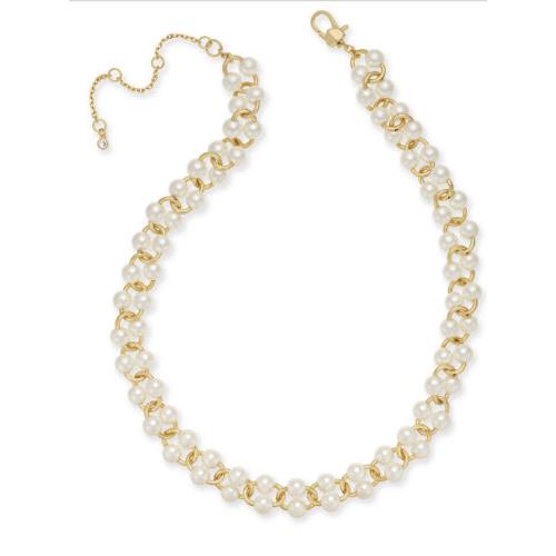 Kate Spade Gold Tone Artificial Pearl Link Necklace- JC310