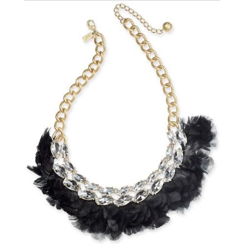 Kate Spade Gold Tone Crystal and Feather 16 Necklace- JC300
