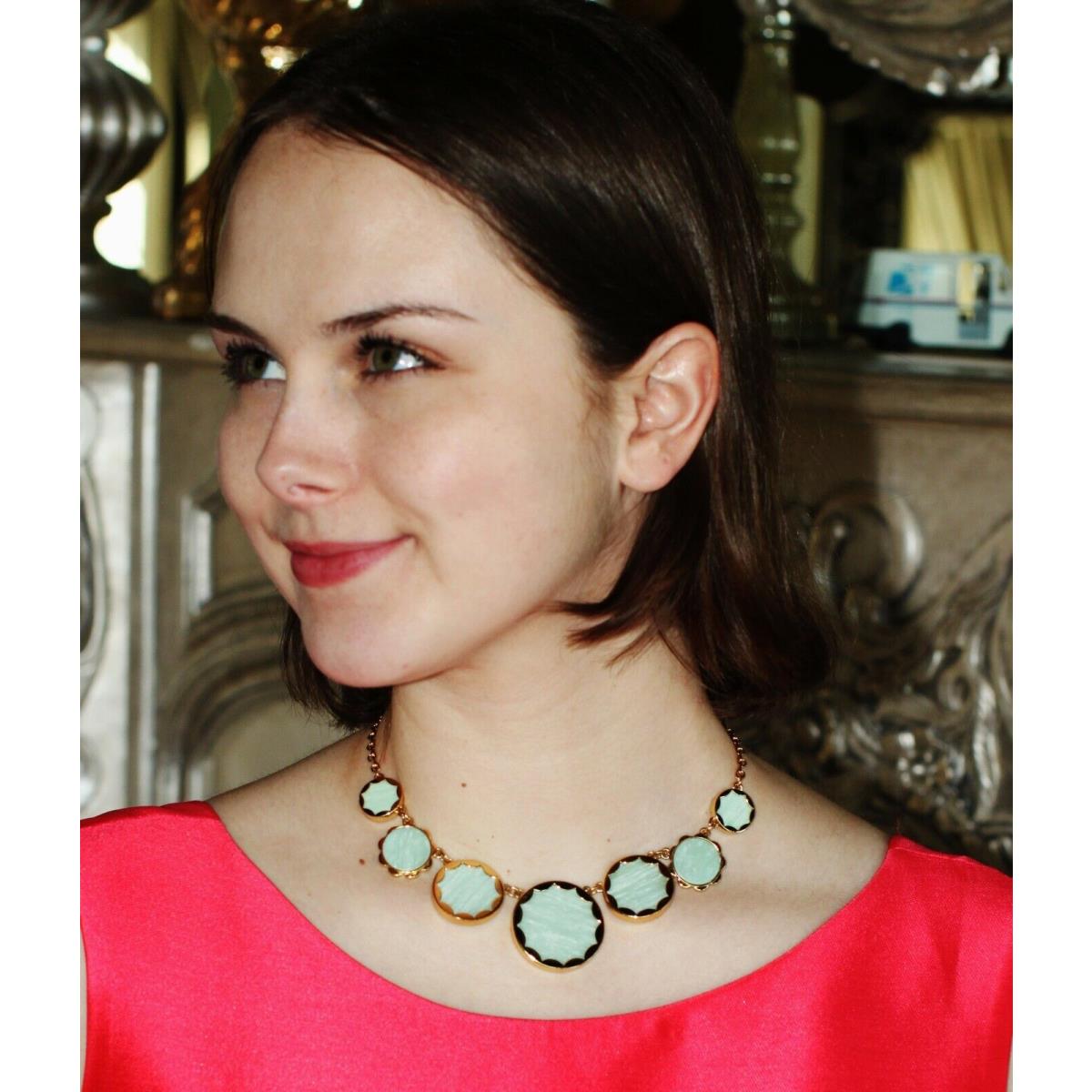 Kate Spade NY Punchy Petals Necklace Aqua Mother of Pearl Semi Precious Stone