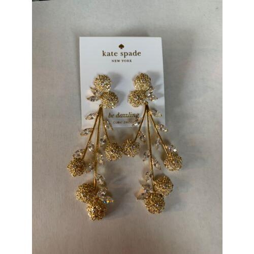 Kate Spade Flower Statement Earrings Gold Tone SP1