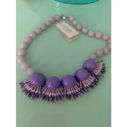 Kate Spade Lavender Silver Tone Glass Bead Statement Necklace A10