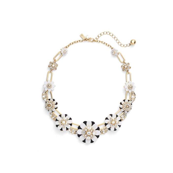 Kate Spade Women`s Shadow Blossoms Statement Necklace White Multi 1556