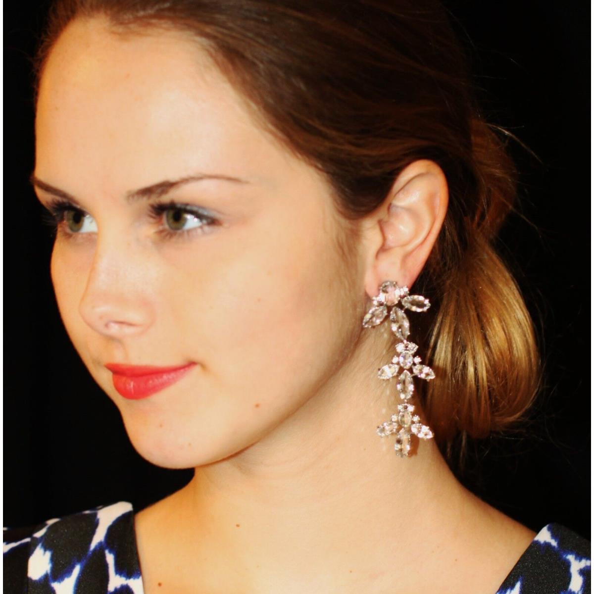 Kate Spade Ice Queen Chandelier Earrings Dramatic Crystal Drops Silver