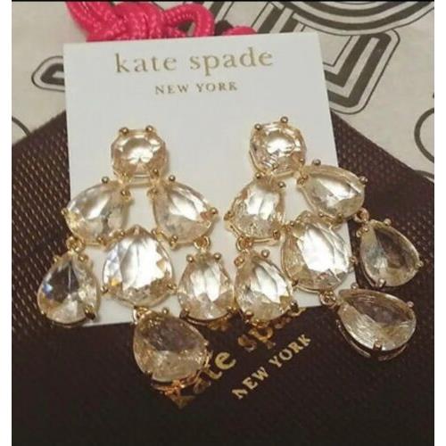 Spectacular Kate Spade Crystal 14 kt Gold Bridal Chandelier Drop Earring Wedding