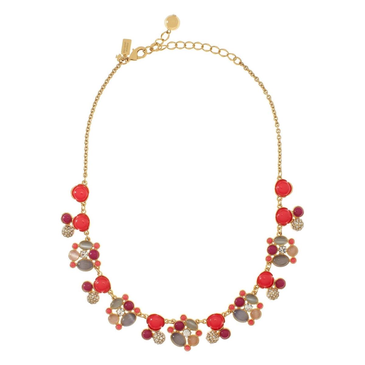 Kate Spade `bashful Blossom` Pink Gold-plated Cluster Earrings Necklace Set