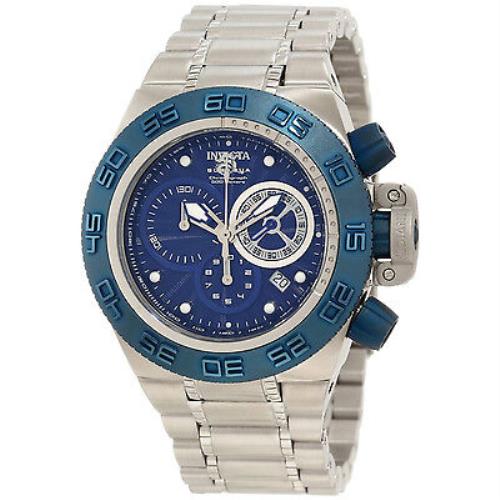 Invicta Subaqua Chronograph Date Blue Dial St.steel Men`s Watch 1O150 - Dial: Blue, Band: Silver, Bezel: Blue