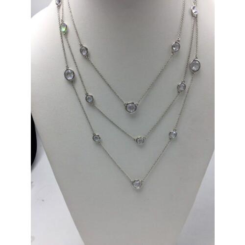 Kate Spade Triple Layer Silver Tone Clunk Of Ice Necklace 276