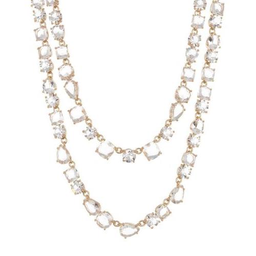 Kate Spade Gold Tone You Make ME Blush Double Clear Crystal Necklace 200x