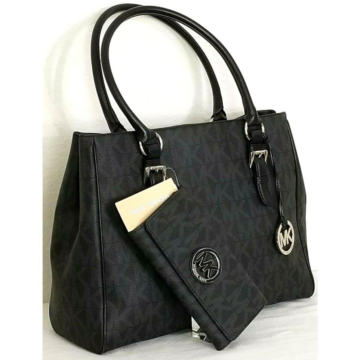 Michael Kors Jet Set Work Tote Black Signature Monogram Bag +/or Wallet - Michael  Kors bag - 074352732582 | Fash Brands