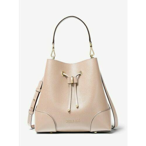 Michael Kors Mercer Gallery small convertible bucket bag brown soft pink 