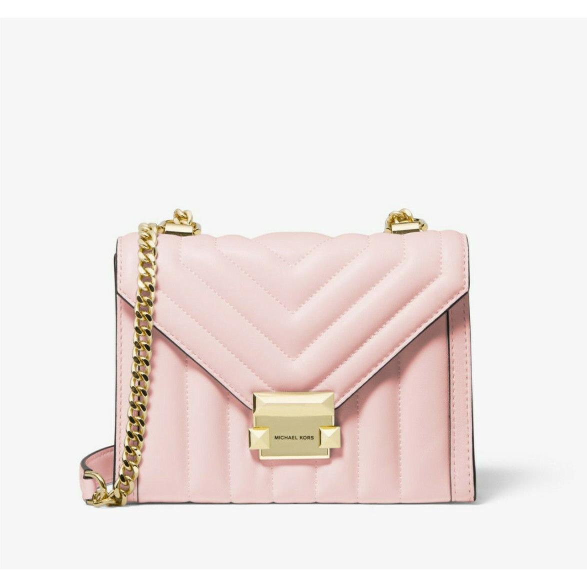 Michael Kors MK Whitney Small Quilted Leather Convertible Shoulder Bag Pink