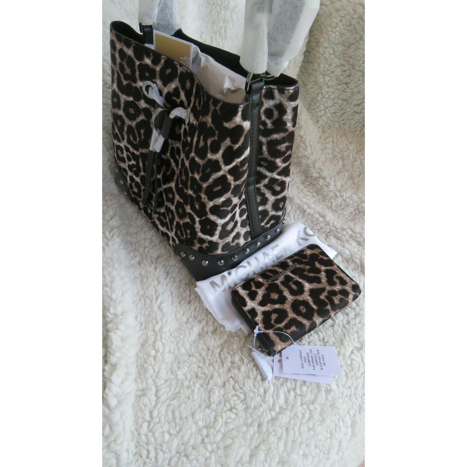 michael kors leopard bucket bag