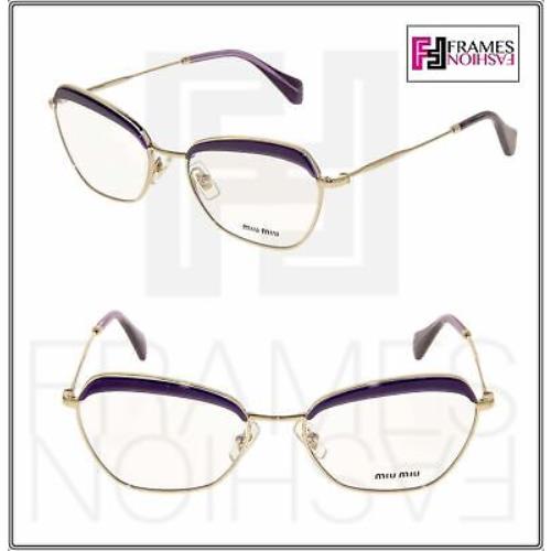 Miu Miu 51N Noir MU51NV Oval Eyeglasses Optical Frame Violet Translucent 54mm