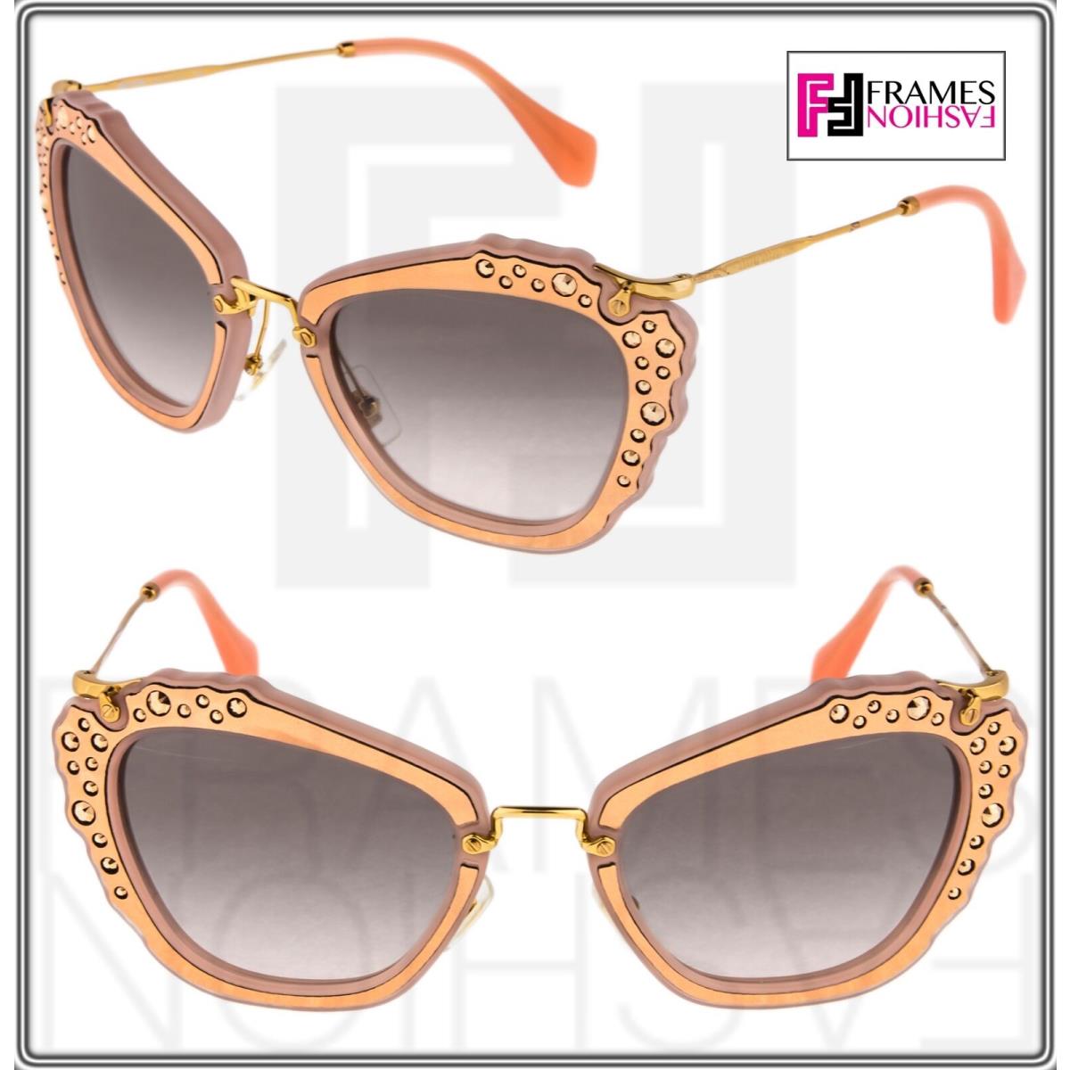 Miu Miu Noir 04Q Pink Foil Leather Gold Crystal Sunglasses MU04QS