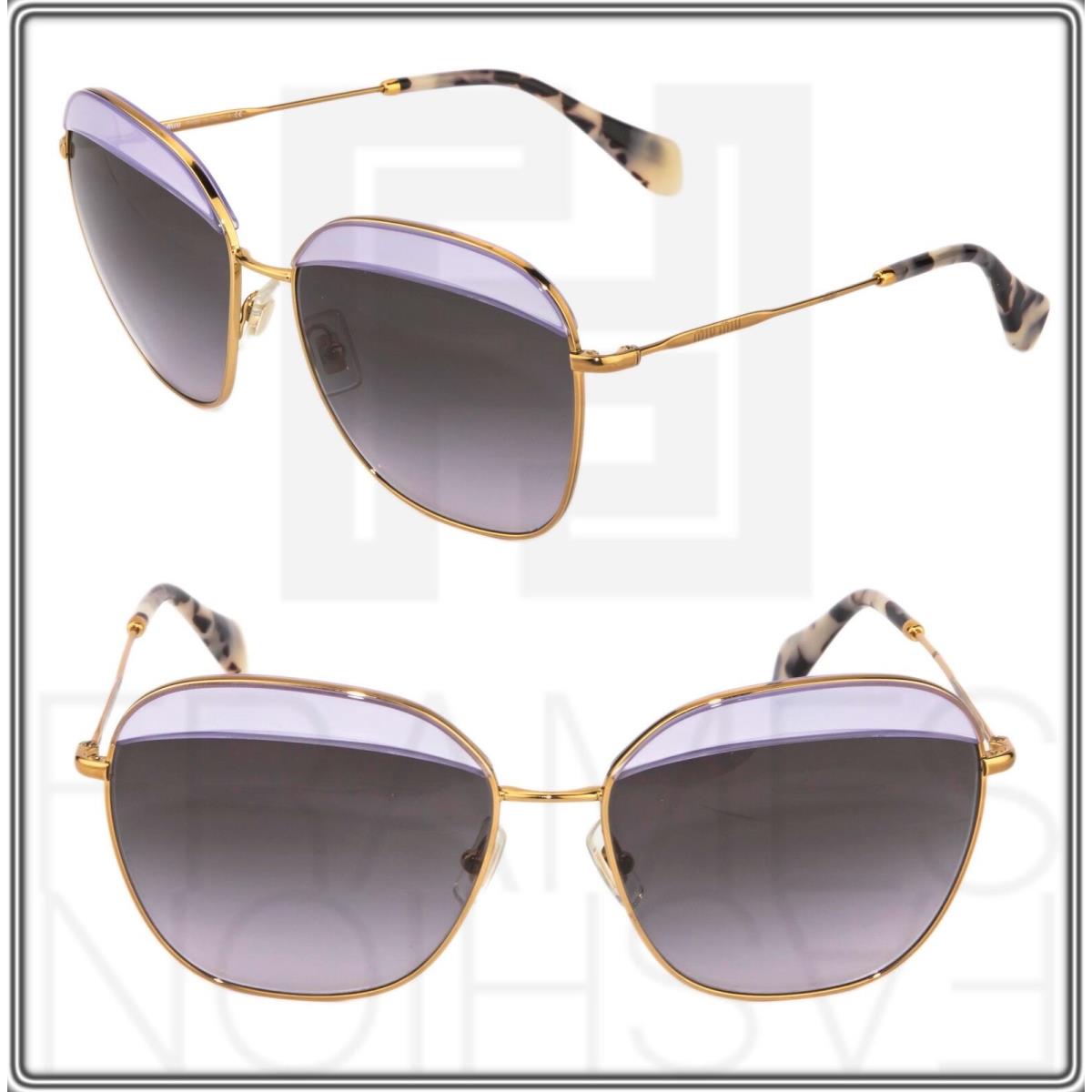 Miu Miu Noir 53Q Square Gold Lilac Grey Sunglasses MU53QS Metal