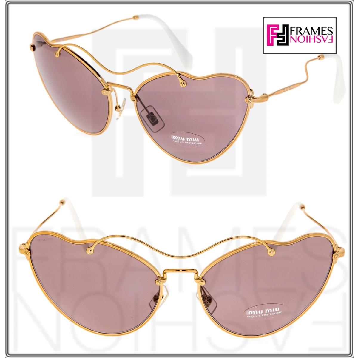 Miu Miu Scenique 55R Cat Eye Pink Gold Heart Metal Wave Sunglasses MU55RS