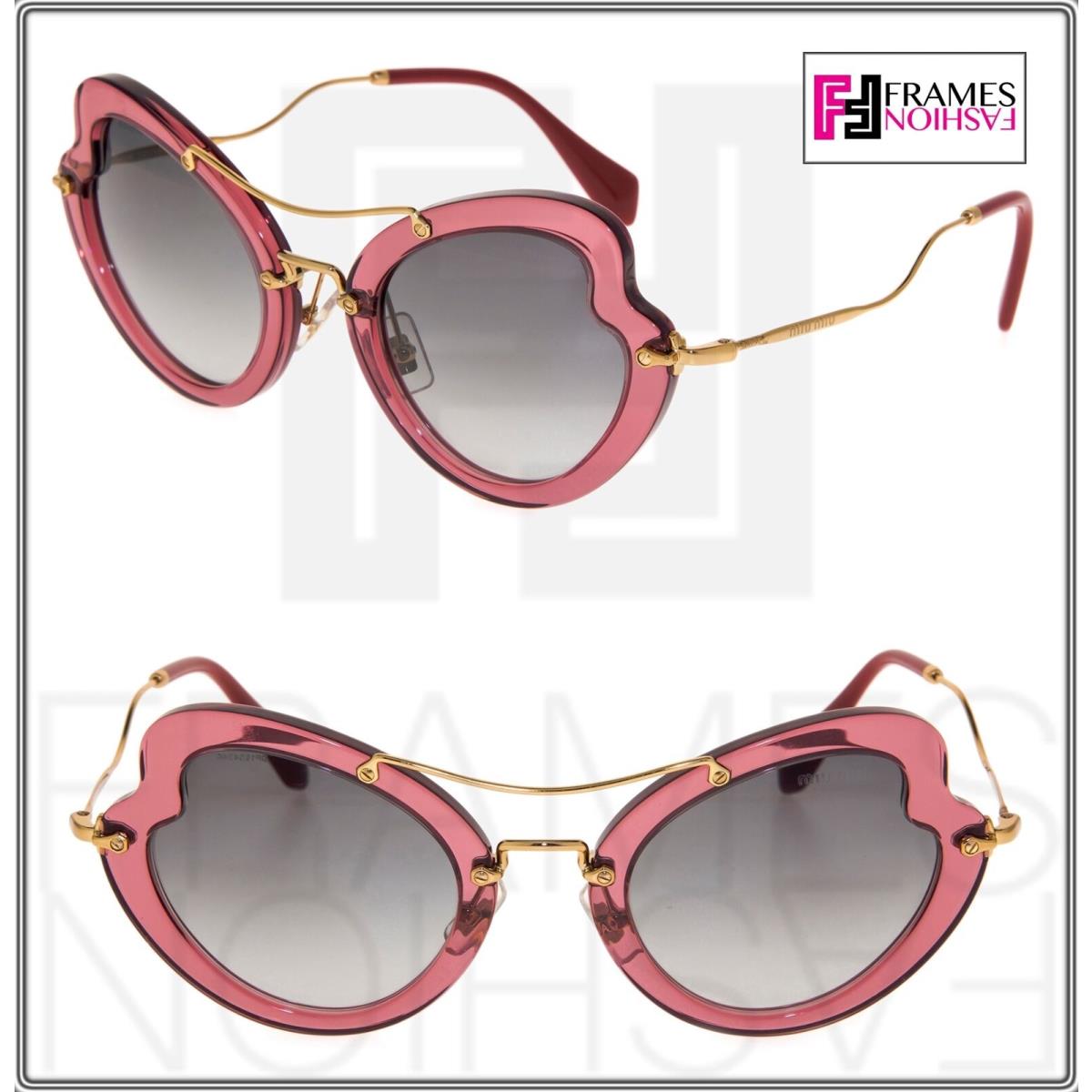 Miu Miu Scenique Butterfly 11R Bordeaux Translucent Pink Gold Sunglasses MU11RS