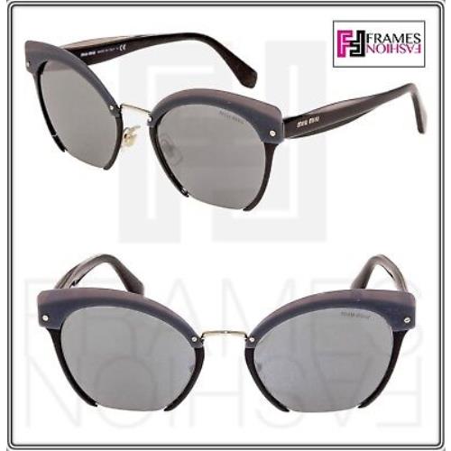Miu Miu Rasoir Reveal 53T Layers Black Grey Gold Cat Eye Flat Sunglasses MU53TS - 1AB-7W1 , Black Grey Frame, Grey Lens