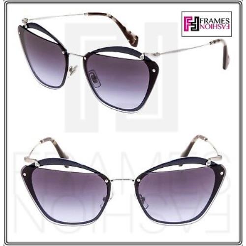 Miu Miu Noir Cut Out 54T Blue Violet Silver Gradient Oversized Sunglasses MU54TS - Frame: Silver Blue, Lens: