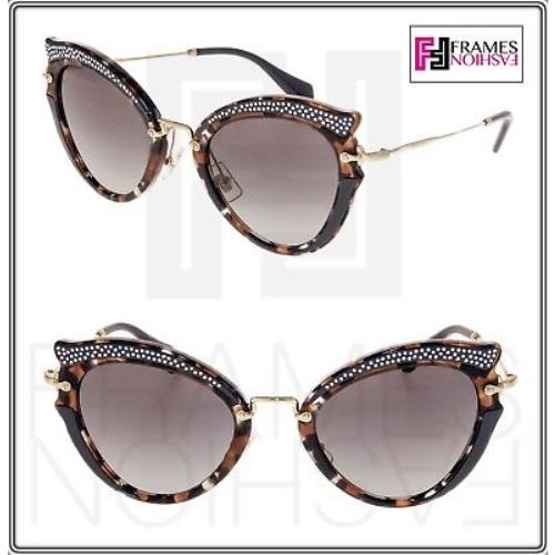 Miu Miu Noir Crystal MU05SS Butterfly Gold Brown Black Havana Sunglasses 05S - Frame: Gold Black Havana, Lens: Brown