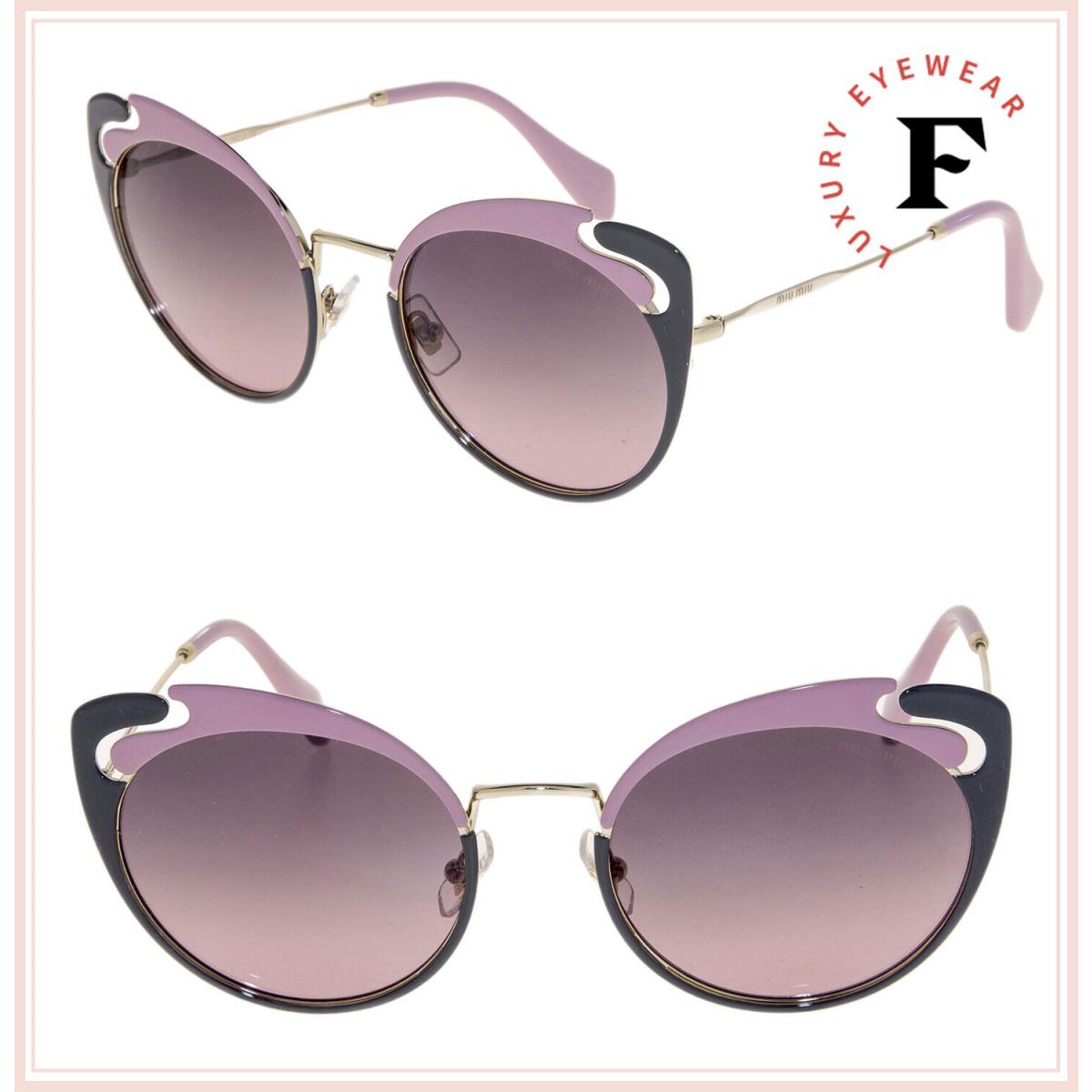 Miu Miu Noir MU57TS Cut Out Gold Pink Grey Cat Eye Metal Sunglasses 57T Women