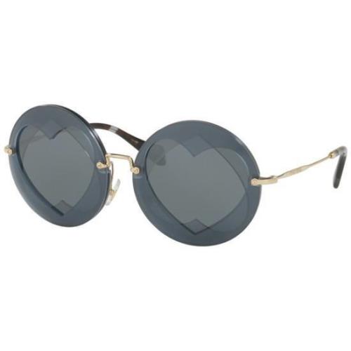 Miu Miu Over Lapping Game SMU01S Grey/grey Black Mirror VA3-5L0 Sunglasses - Frame: grey, Lens: grey black mirror