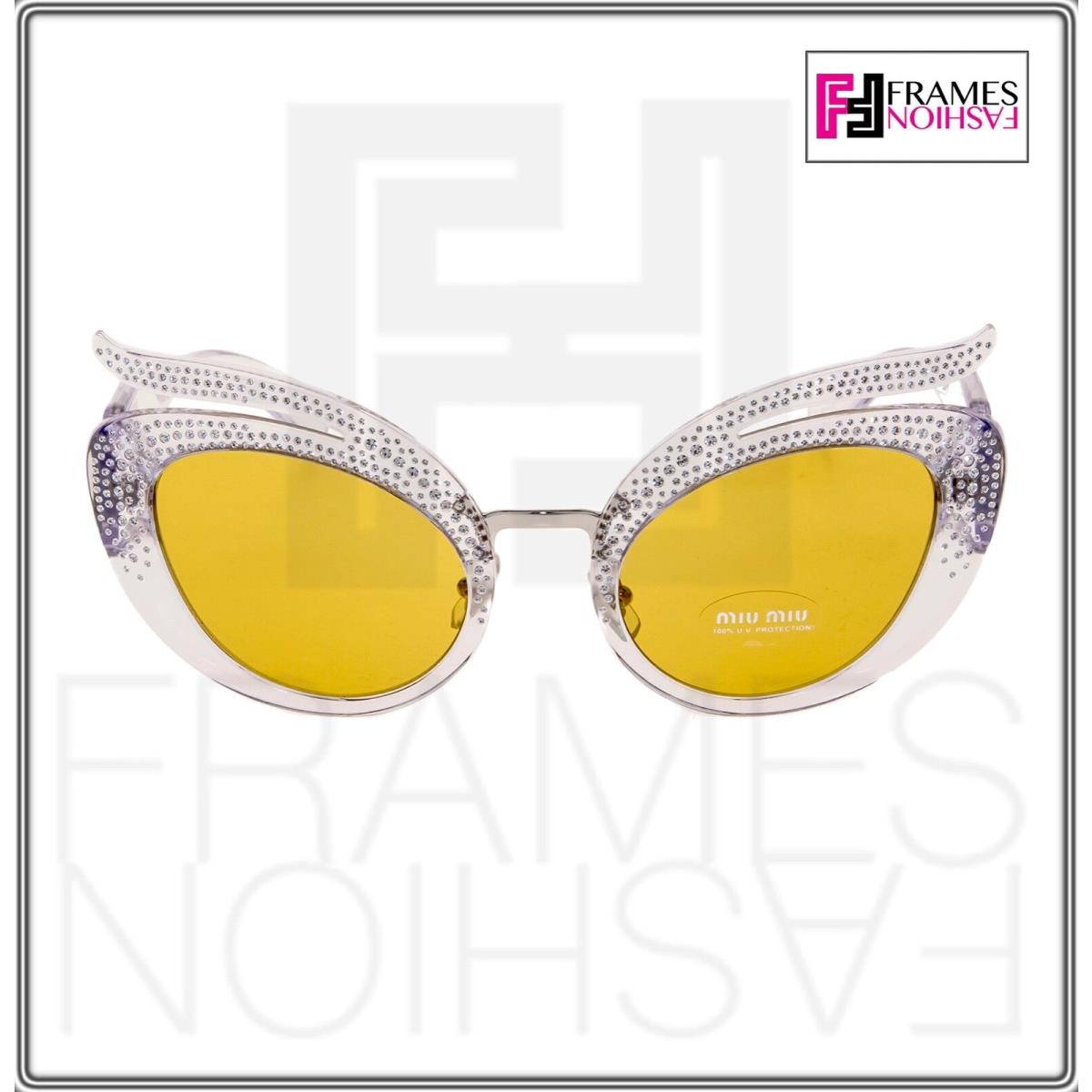 Miu Miu LA Folie 04T Crystal Yellow Strass Oversized Sunglasses MU04TS