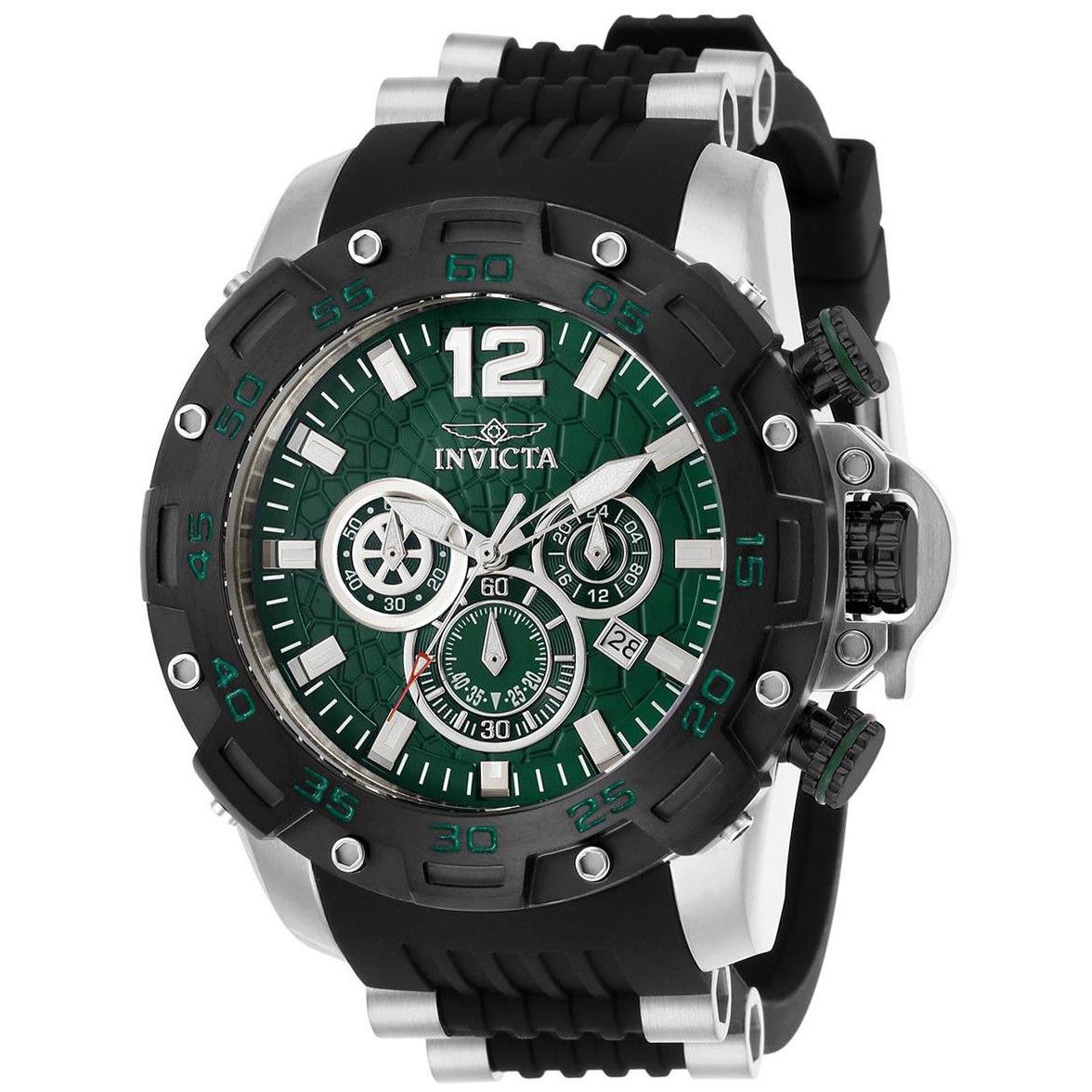 Invicta 26405 Pro Driver Green Dial Polyurethane Strap Chronograph Men`s Watch