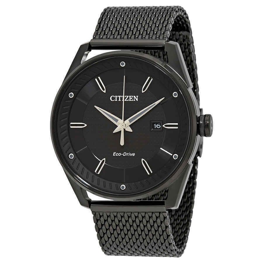 Citizen Drive Black Dial Black Ion-plated Mesh Men`s Watch BM6988-57E